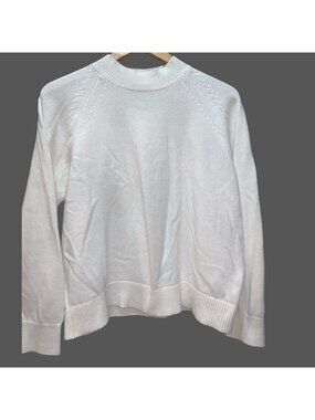 Quince 100% Organic Cotton White Oversized Crewneck Sweater Women’s Size Medium